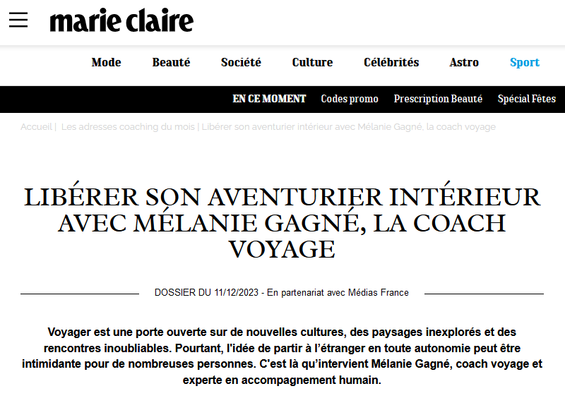 Le magazine Marie Claire parle de moi!