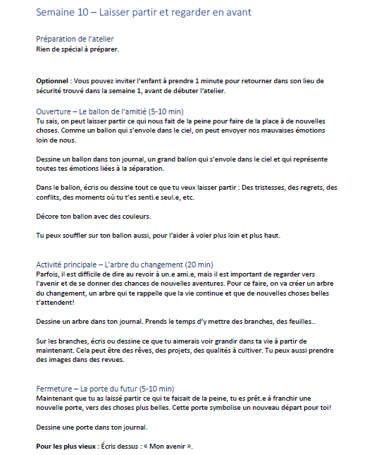Ateliers À travers toi – Traverser un deuil (ENFANT)