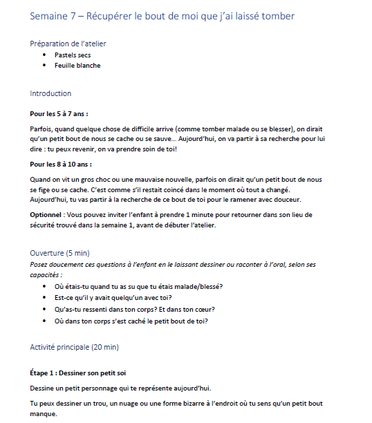 Ateliers À travers toi – Traverser un deuil (ENFANT)